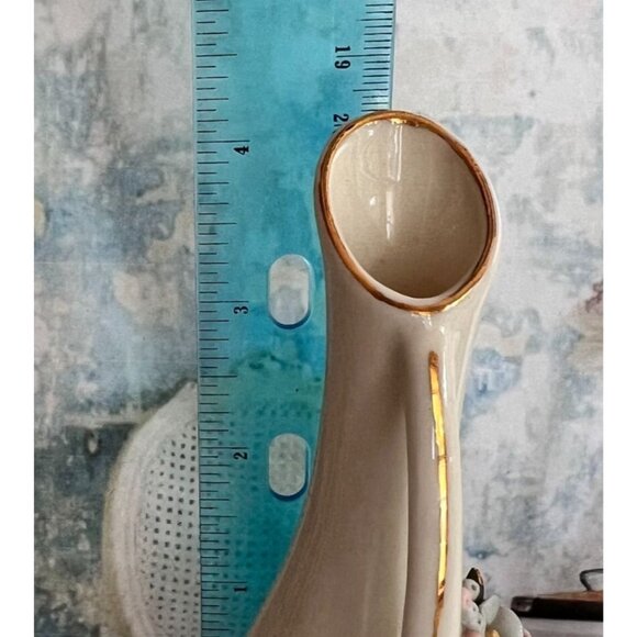 Vintage Ceramic Pitchers Capodimonte Style Floral Relief Gold Accents Set Of 2 - Picture 7 of 7